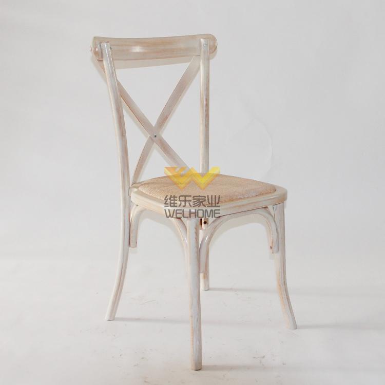 hotsale limewash color wood cross back chair for wedding